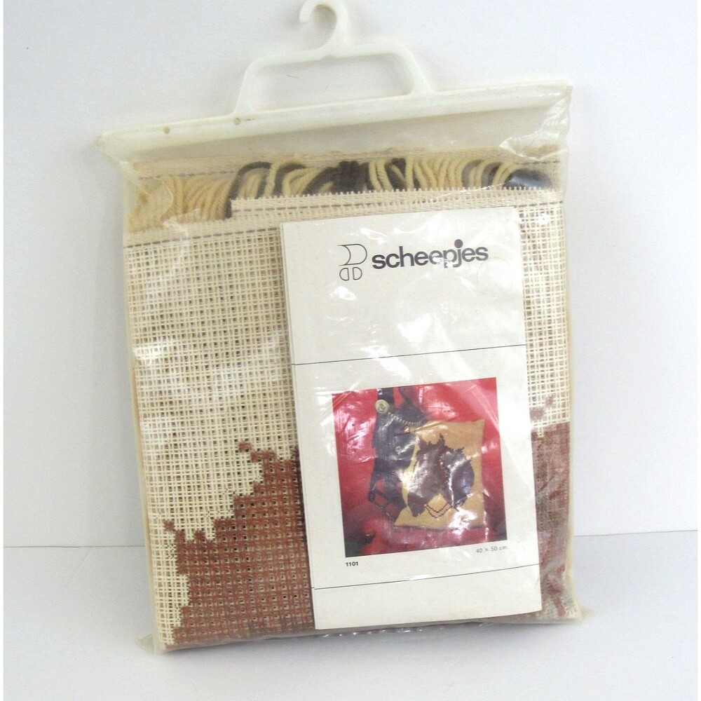 Vintage Scheepjes Needlepoint Pillow Cover Kit Horse Cushion #1101 Equestrian